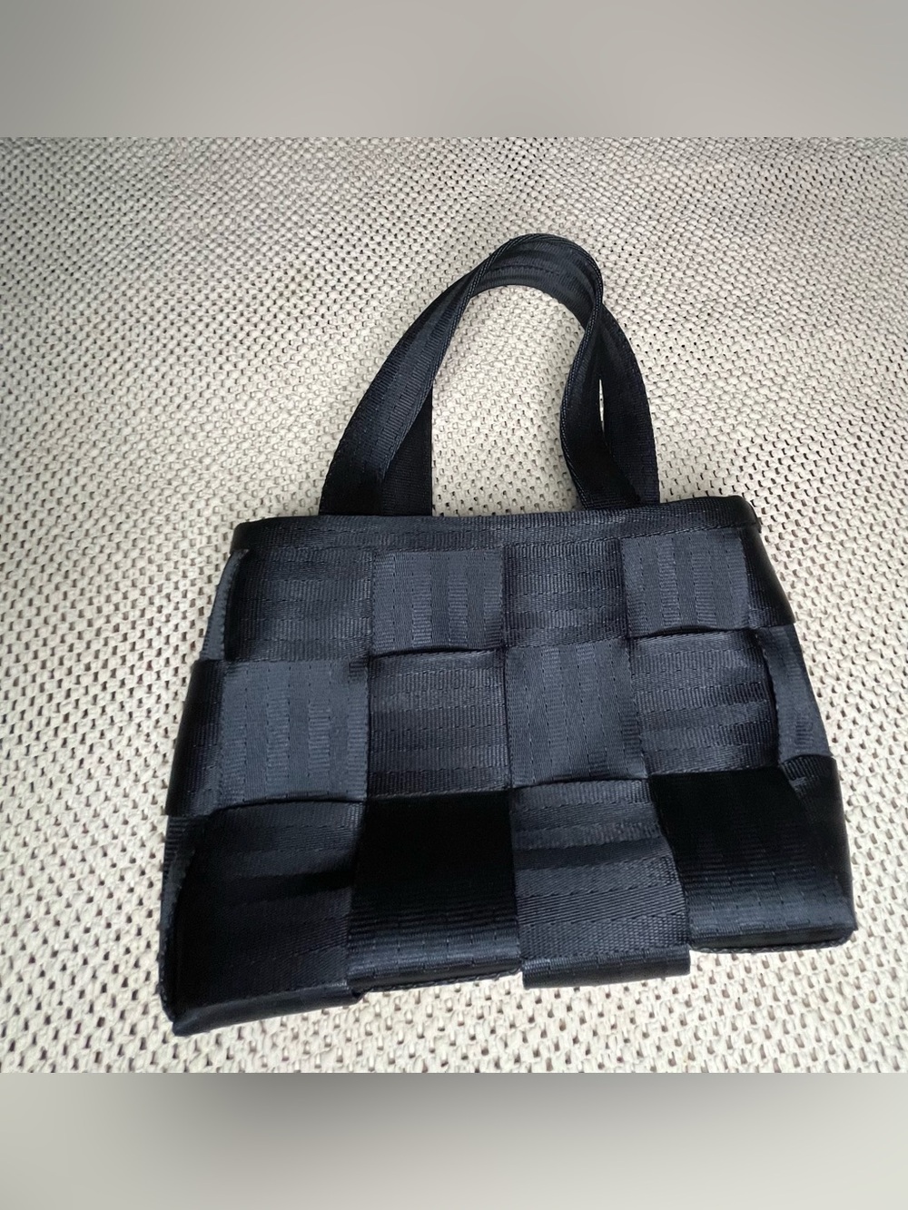 Black Seatbelt Handbag  small hand bag .
